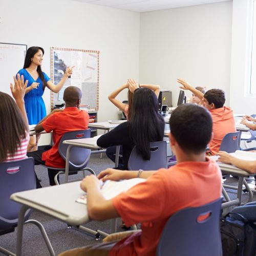 Female High School Teacher Taking Class